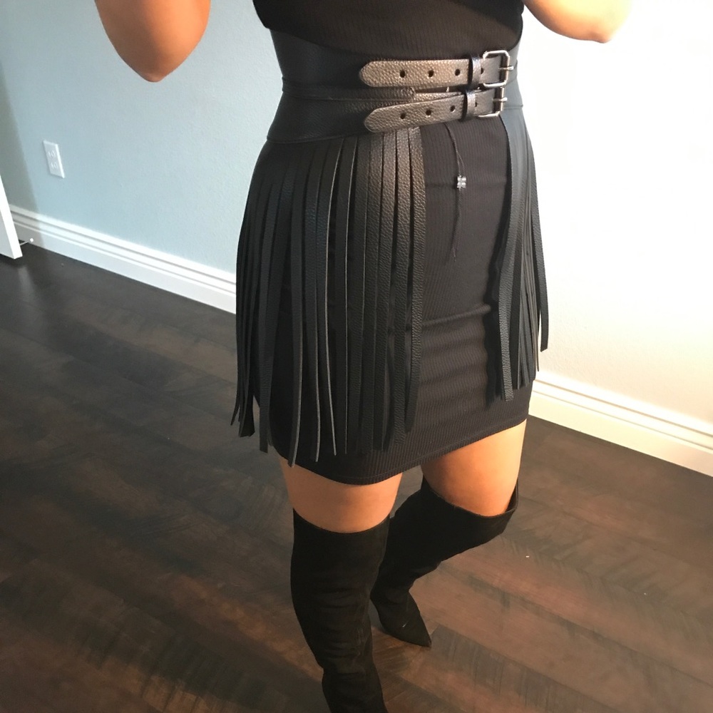 BCBG MAXAZRIA fringe belt skirt